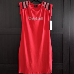 Bebe Sexy Red Off Shoulder Dress NWT